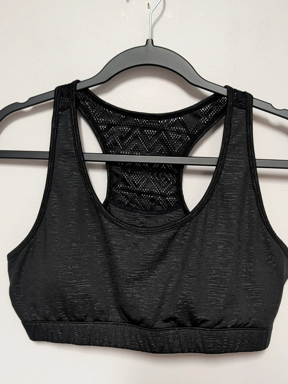 Women's Black Lace-Back Racerback Sports Bra